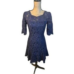 Eliza J navy blue lace half sleeve midi dress, size 4